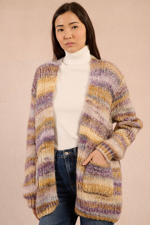 Molly Bracken C&aacute;rdigan de mujer de manga larga estampado rayas Multicolor