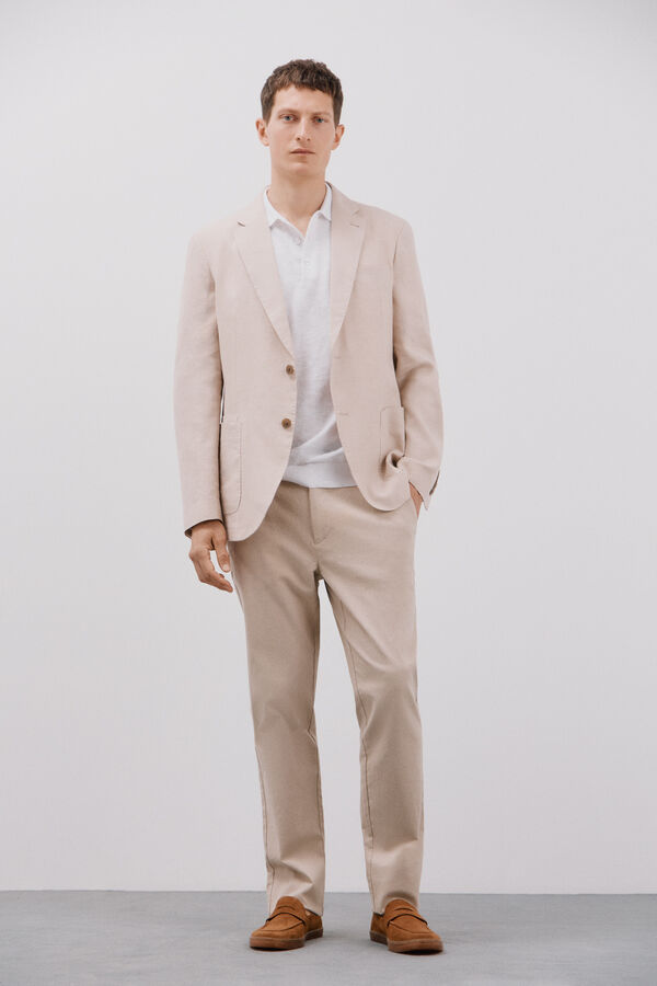 Cortefiel Blazer de linho Tostado