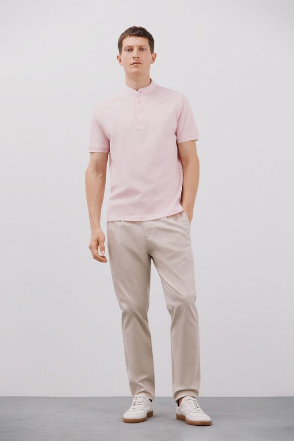 Cortefiel Polo cuello mao Rosa