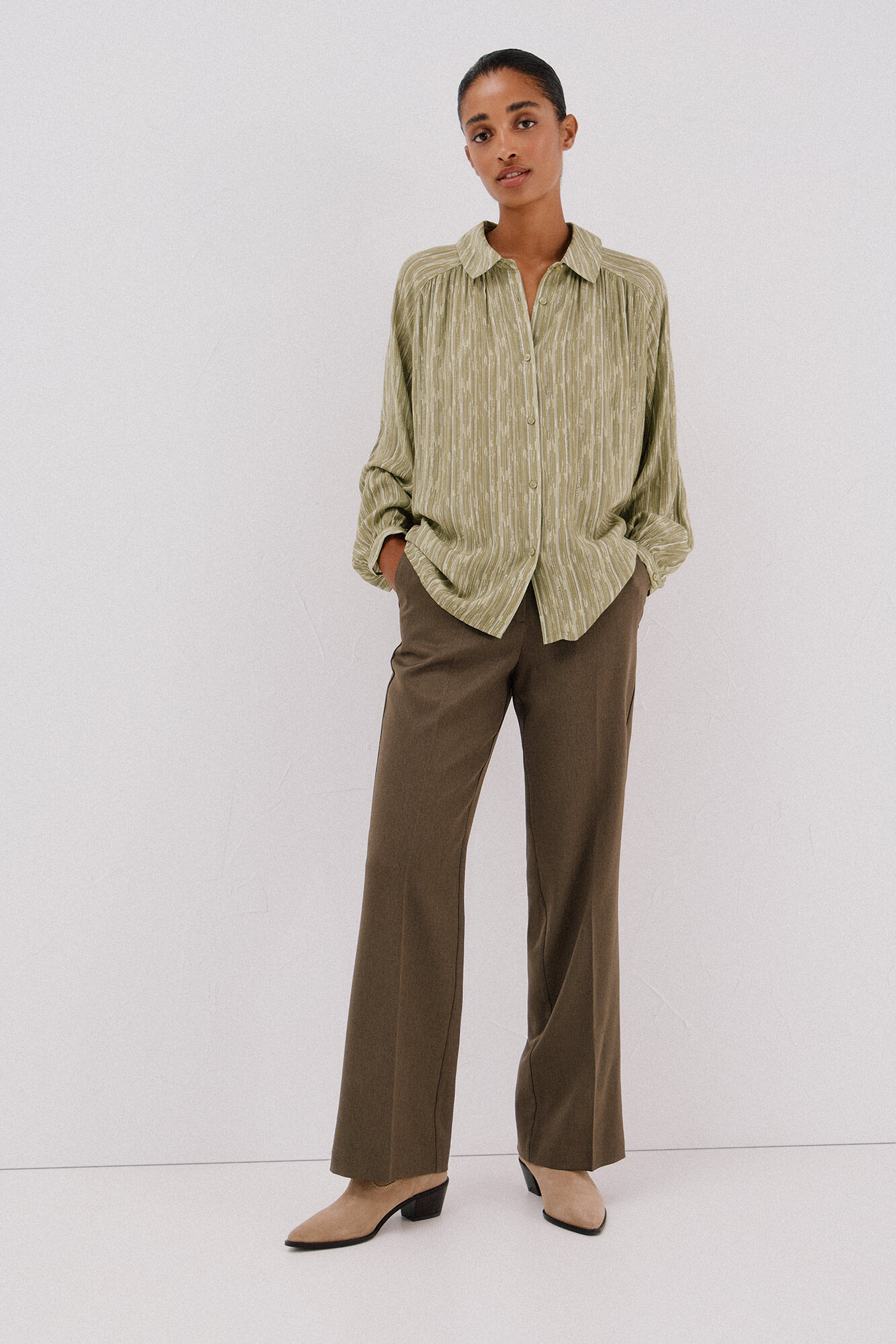 Cortefiel Blusa fluida estampada lurex