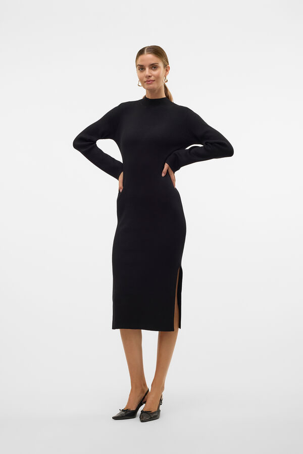 Vero Moda Vestido midi de punto Negro