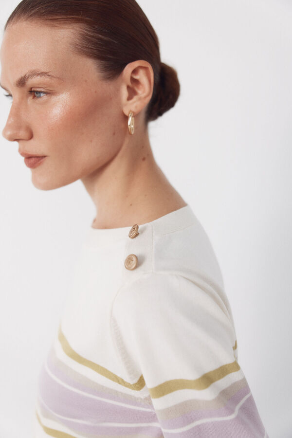 Cortefiel Jersey rayas botones Lila