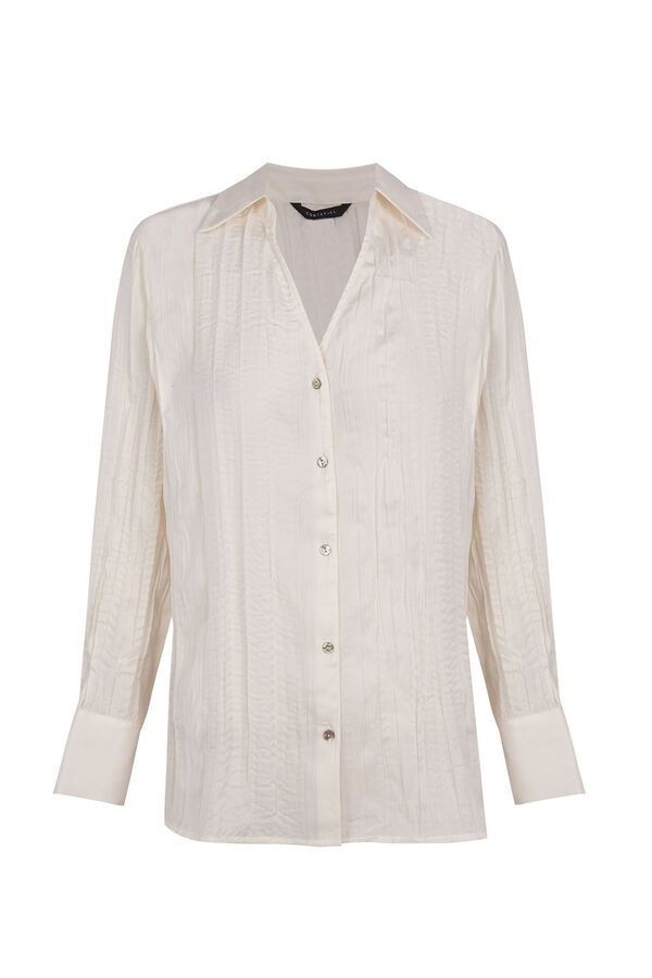 Cortefiel Camisa lisa satinada Blanco