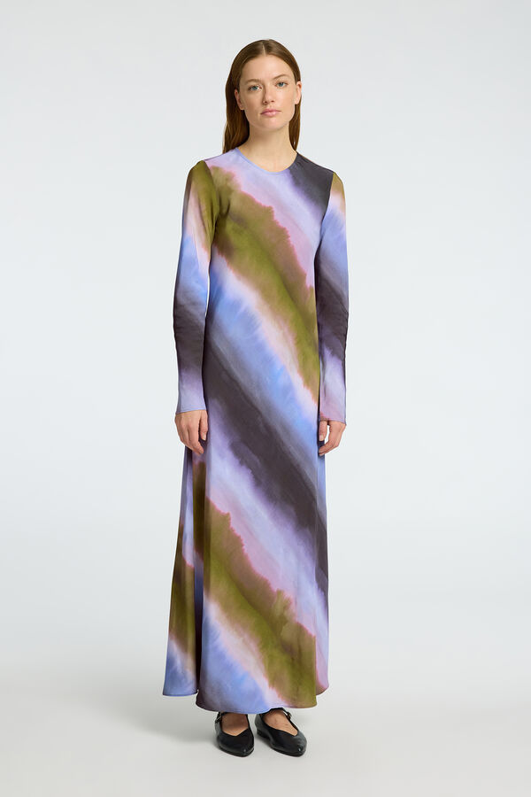 Selected Femme Vestido Midi Tie Dye confeccionado em viscose Azul