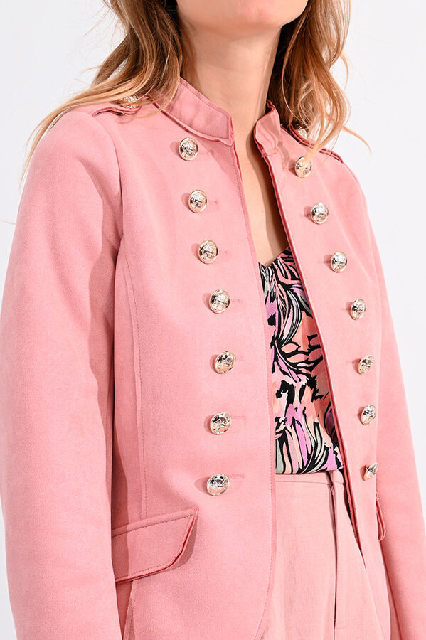 Molly Bracken Blus&atilde;o de mulher de manga comprida estilo militar Subiu