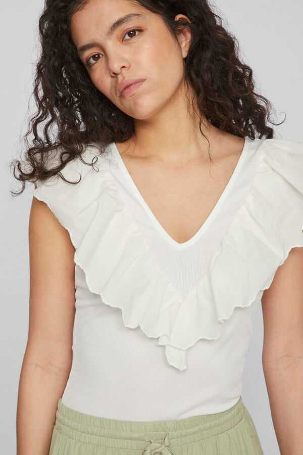 Vila Top entallado con volante Blanco