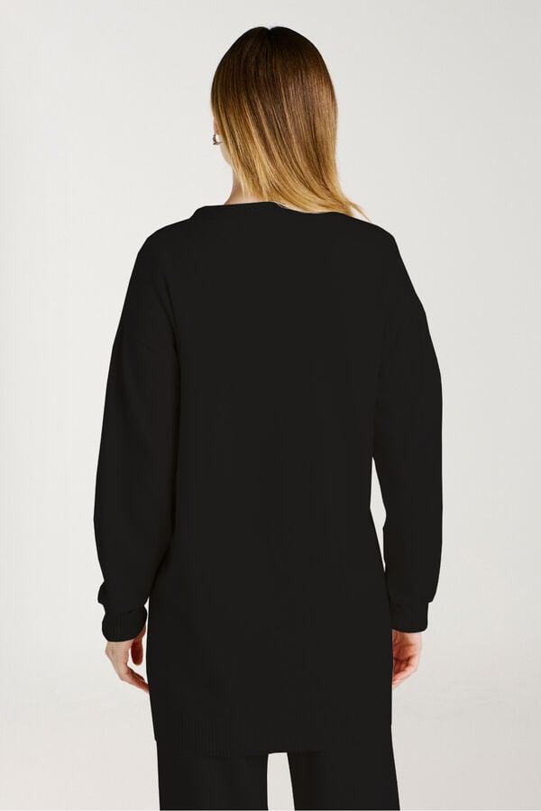 Vila C&aacute;rdigan largo de punto con viscosa Negro