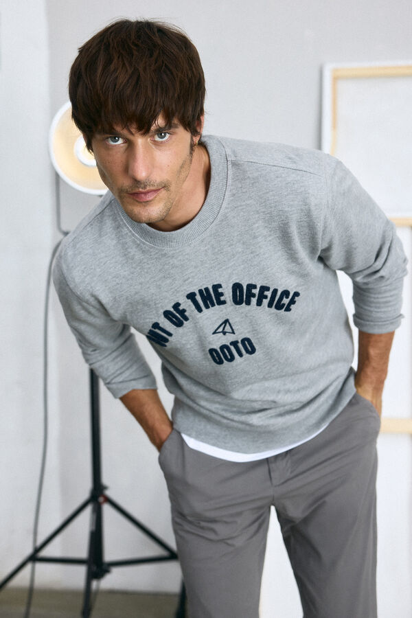 OOTO Sweatshirt gola redonda com logo Cinzento