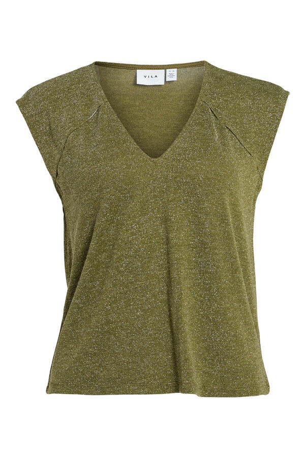 Vila Top de punto con lúrex Verde oscuro