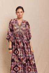 Slowlove Vestido fluido estampado bordado Multicolor