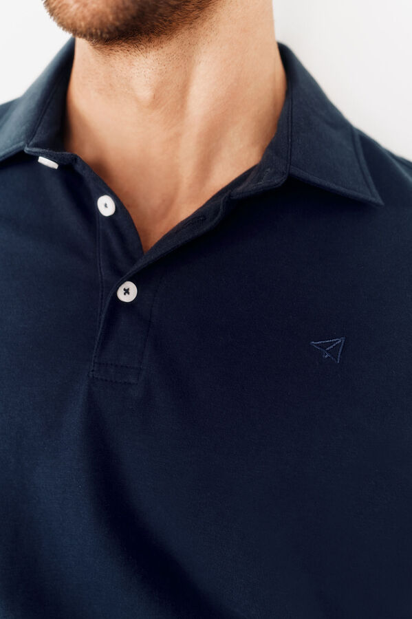 OOTO Polo lavada com bordado de avi&atilde;o Azul