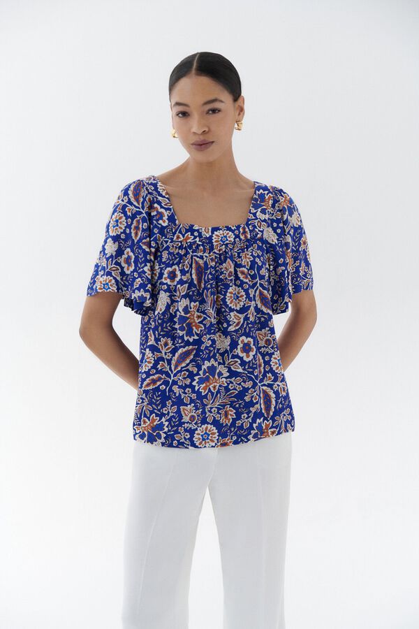 Caroll Blusa Clem Estampado azul