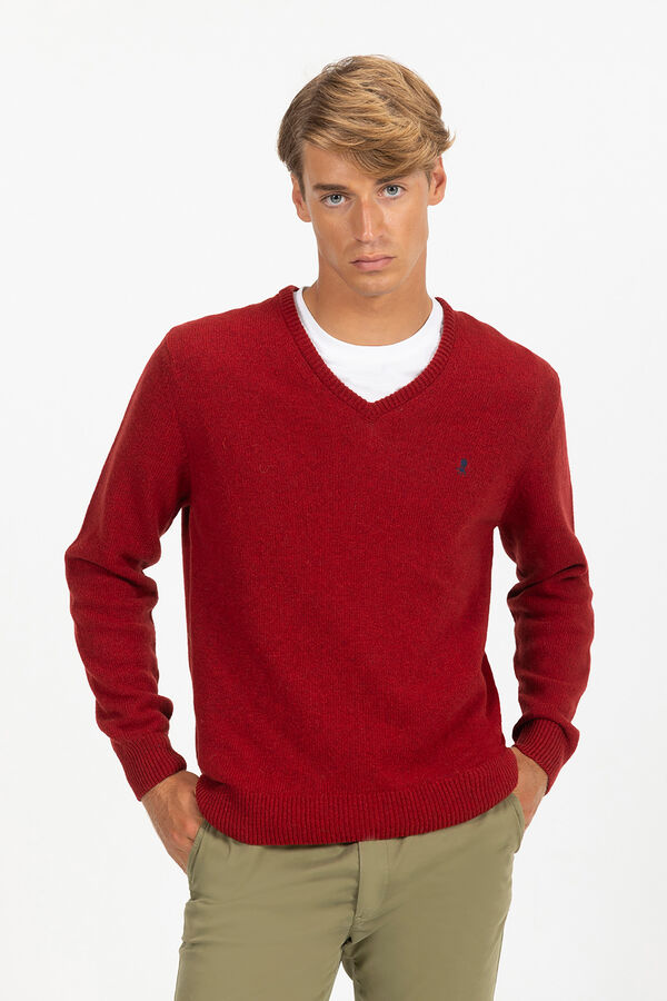 elPulpo Jersey b&aacute;sico cuello pico Granate