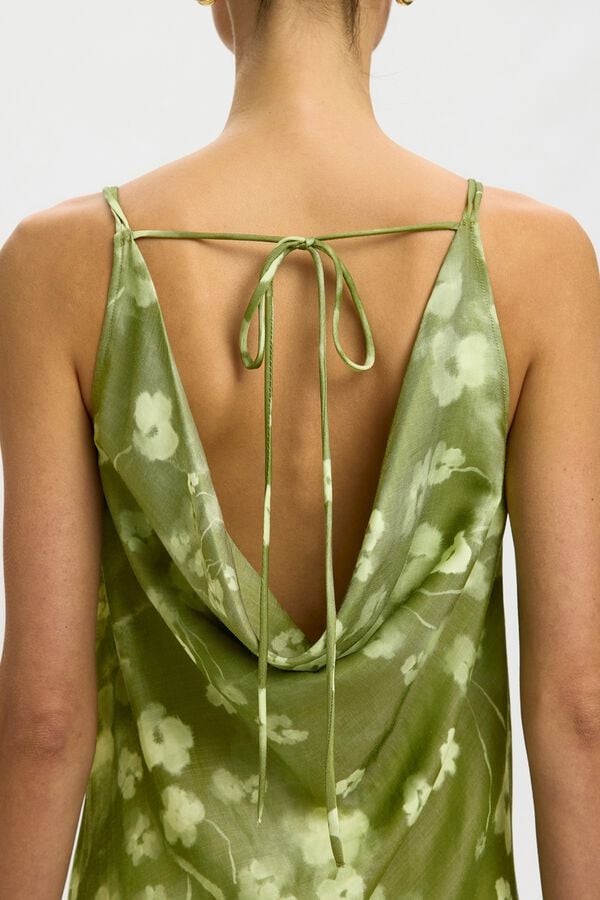 Selected Vestido largo de tirantes finos Verde