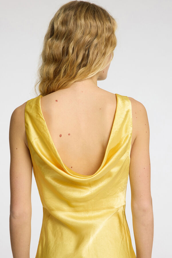 Selected Femme Vestido largo satinado Amarillo