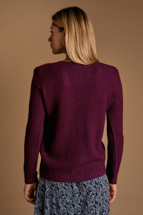 Pol&iacute;n Et Moi Cardigan berenjena Gimone Vino