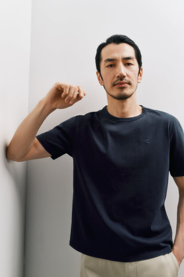 OOTO T-shirt b&aacute;sica com bordado avi&atilde;o OOTO Azul