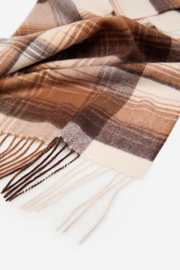 Cortefiel Cachecol tecido xadrez Castanho