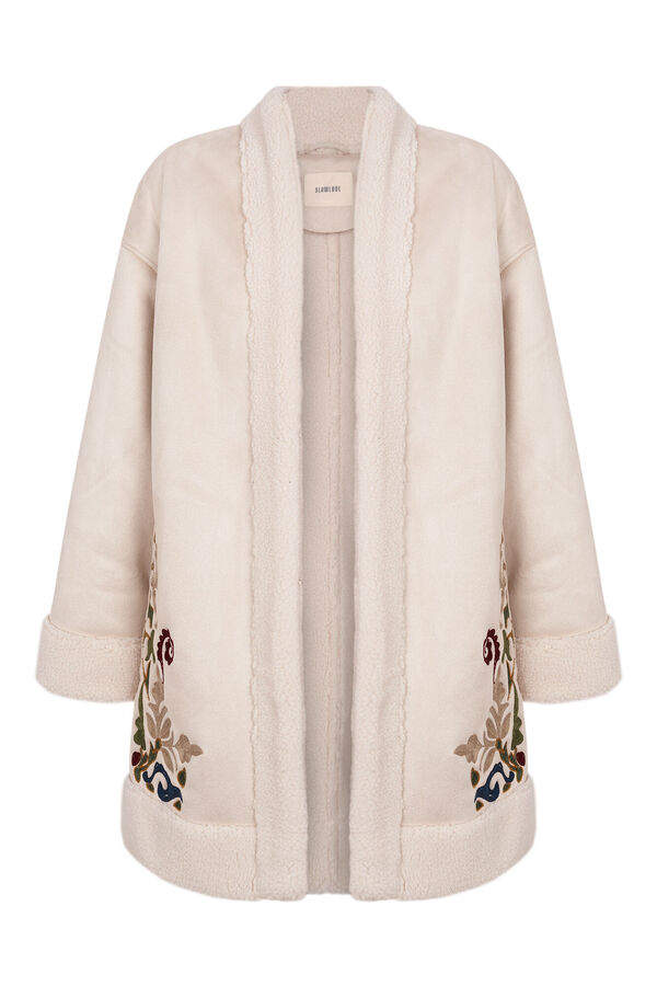 Slowlove bordado Sobretudo dupla face Ecru