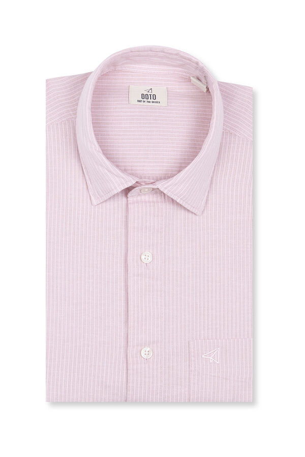 OOTO Camisa algod&oacute;n lino rayas Rosa