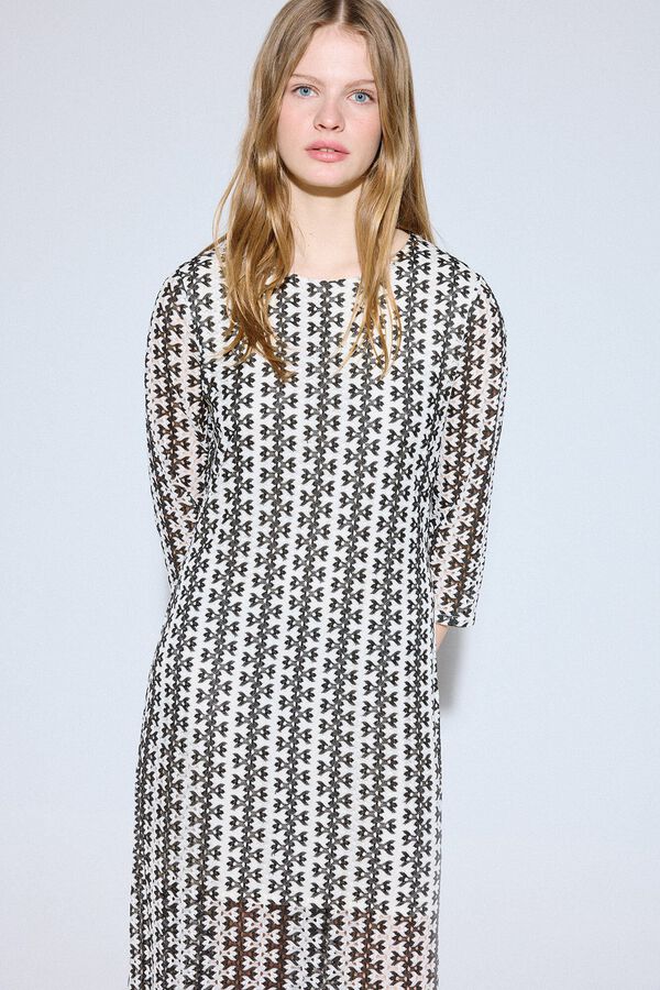 Slowlove Vestido rayas bicolor Estampado blanco