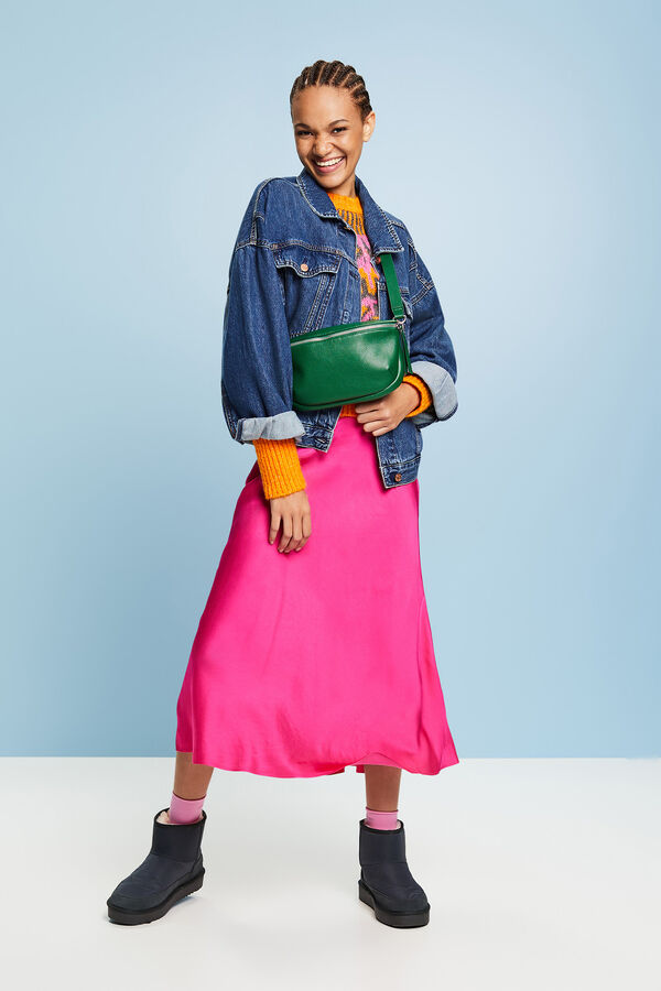 Esprit Saia midi ligeiramente acetinada viscose Subiu