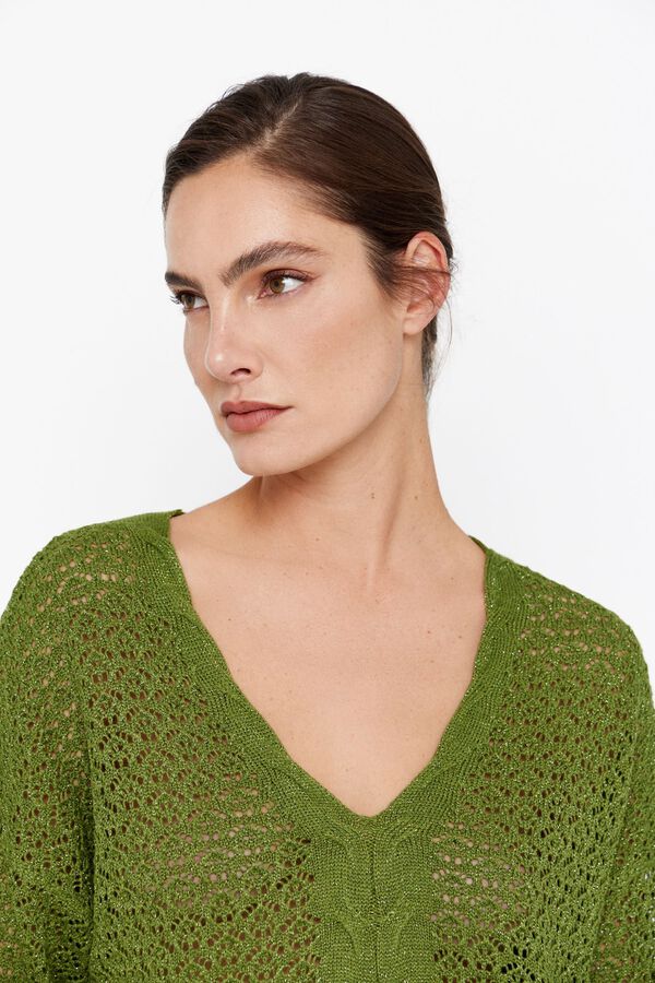 Cortefiel Camisola tran&ccedil;a central Verde