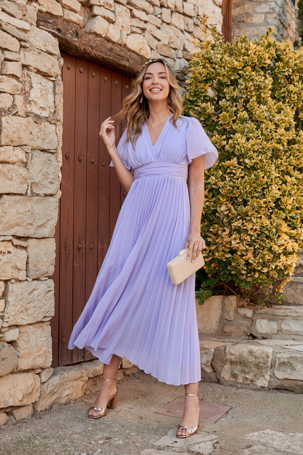 Pol&iacute;n Et Moi Vestido largo con plisados Turquesa