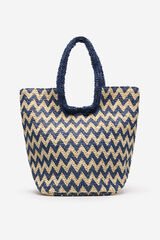 Cortefiel Bolsa tote com estampado espiga Azul