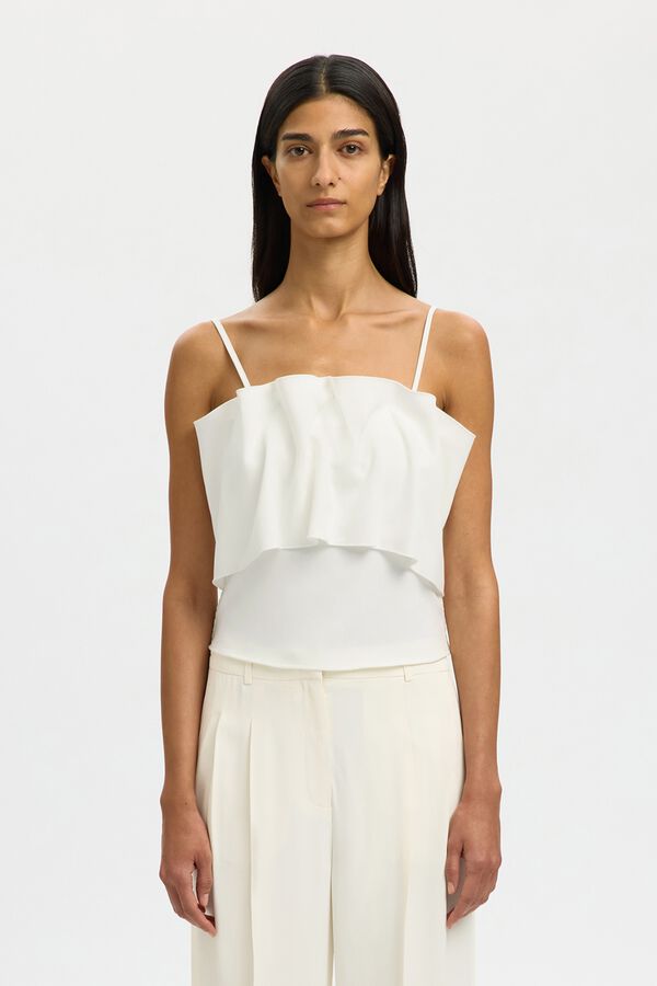 Selected Top bandeau con volante Blanco