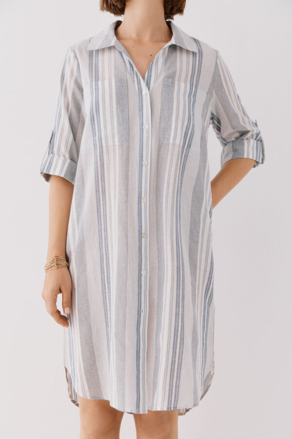 Cortefiel Caft&aacute;n camisero largo Estampado azul