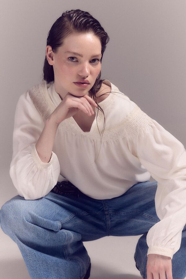 Slowlove Blusa branca bordada Branco