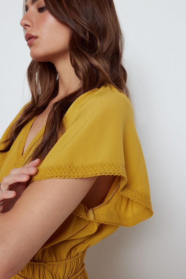 Slowlove Vestido cinturilla fruncida Amarillo