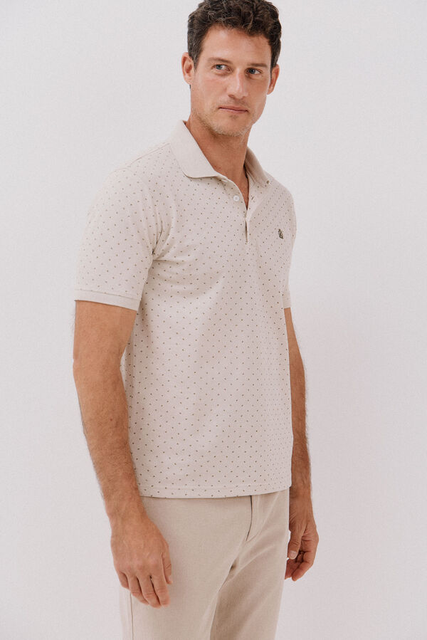 Cortefiel Polo piqu&eacute; estampado Beige