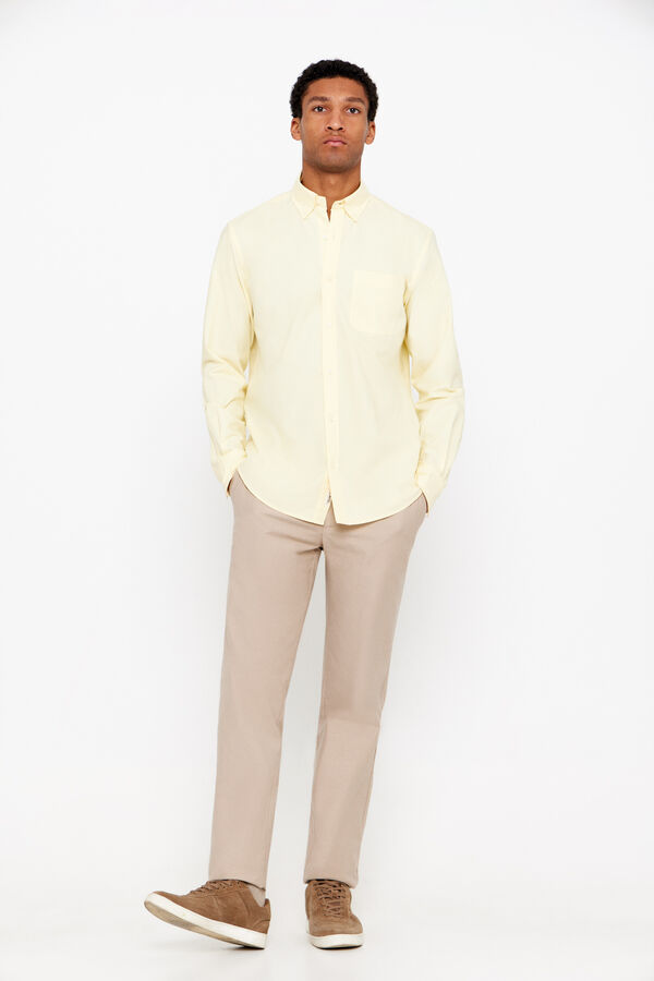 Cortefiel Camisa oxford liso Amarillo
