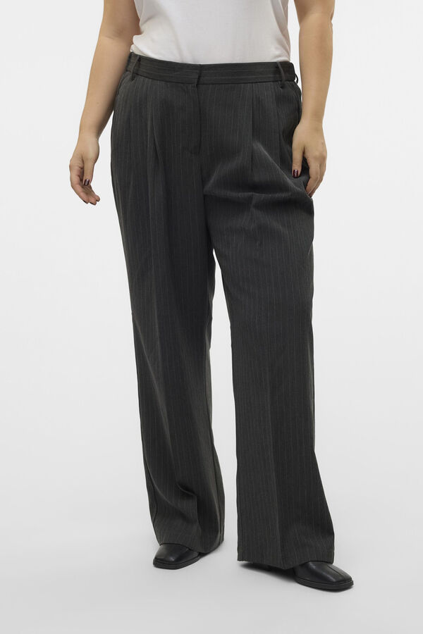 Vero Moda Curve Calça de terno riscas plus size Cinzento