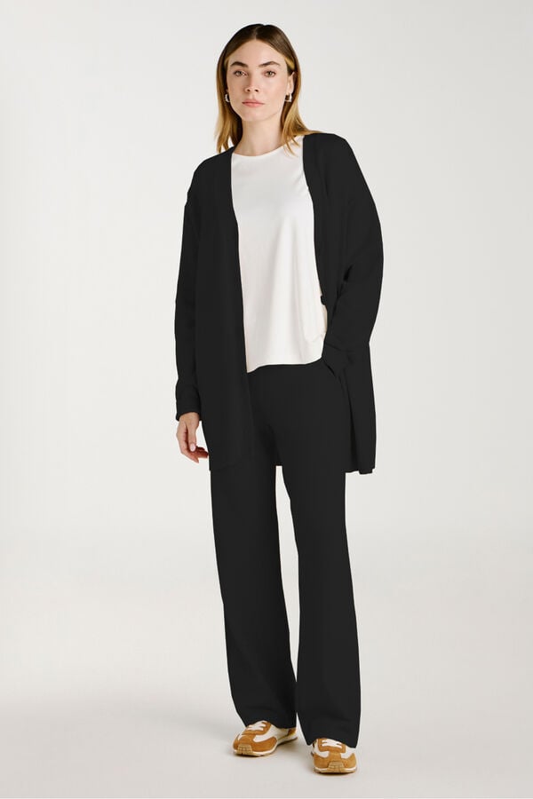 Vila C&aacute;rdigan largo de punto con viscosa Negro