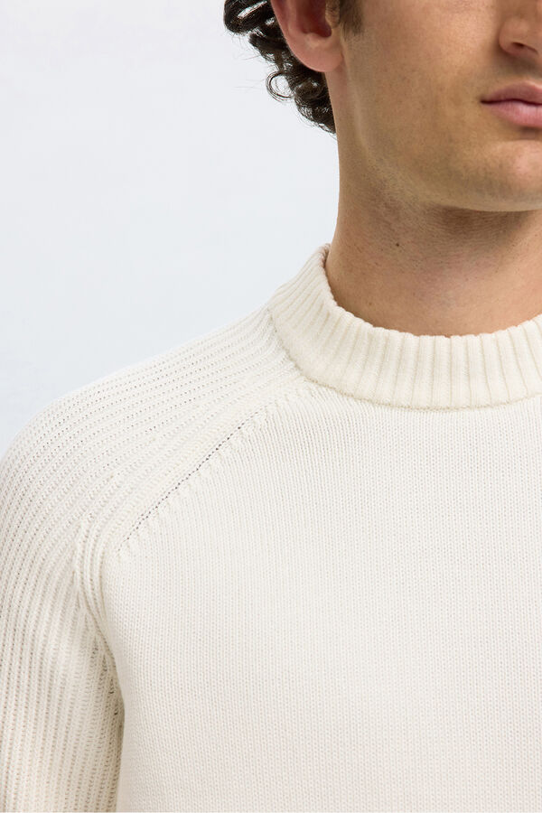 Selected Jersey cuello mock 100% algod&oacute;n org&aacute;nico. Blanco