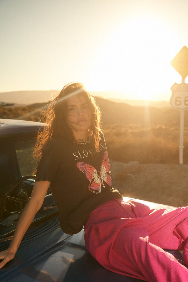 Slowlove Camiseta posicional mariposa Gris