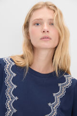 Cortefiel Sudadera bordada Azul marino