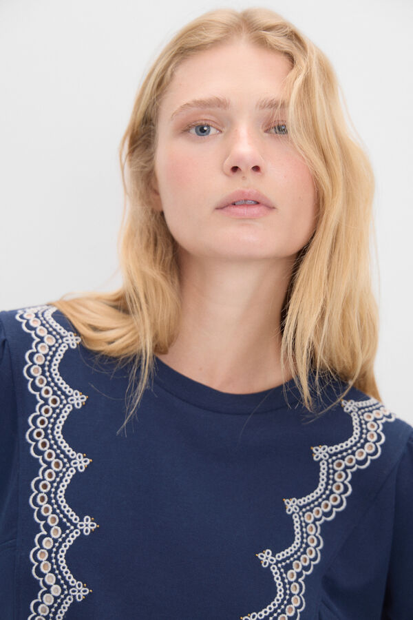 Cortefiel Sudadera bordada Azul marino