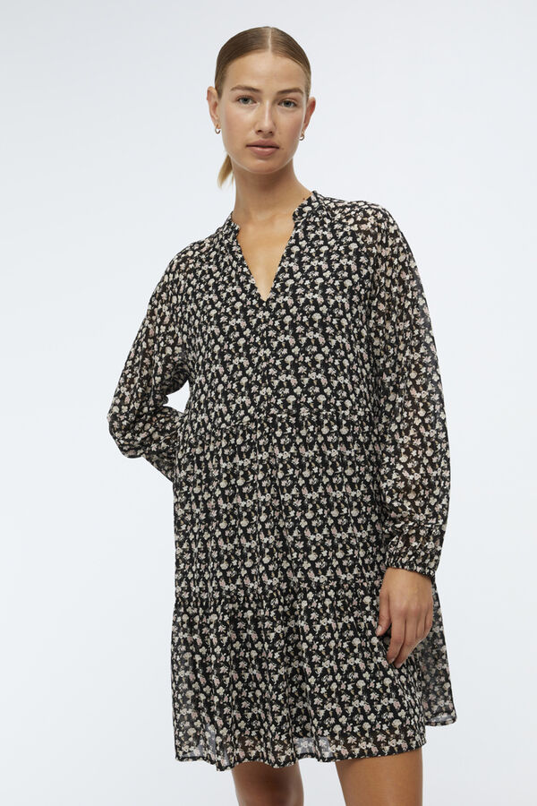 Object Vestido curto com capa Preto