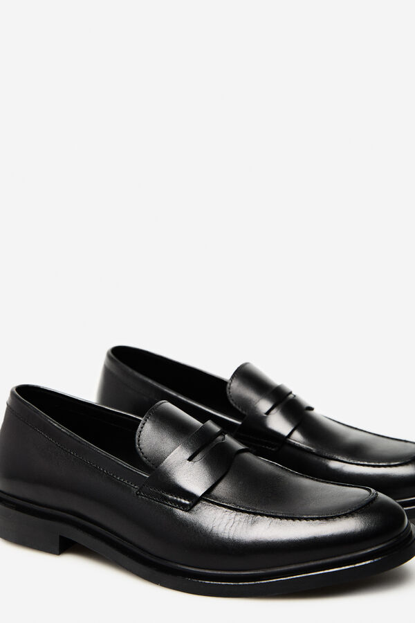 Cortefiel Mocasin vestir piel Negro