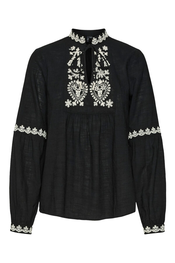 Vero Moda Camisa de manga larga detalles bordados Negro