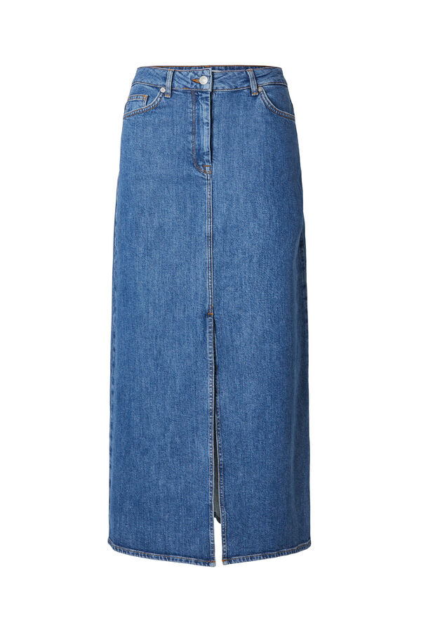 Selected Femme Saia midi denim com abertura frontal Azul