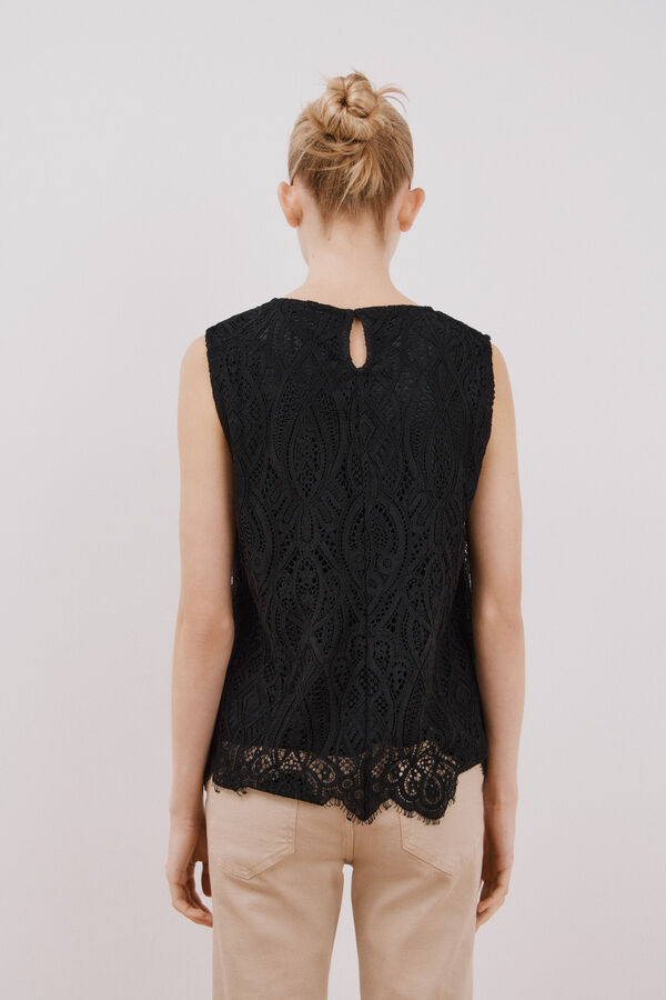 Cortefiel Top guipur Negro