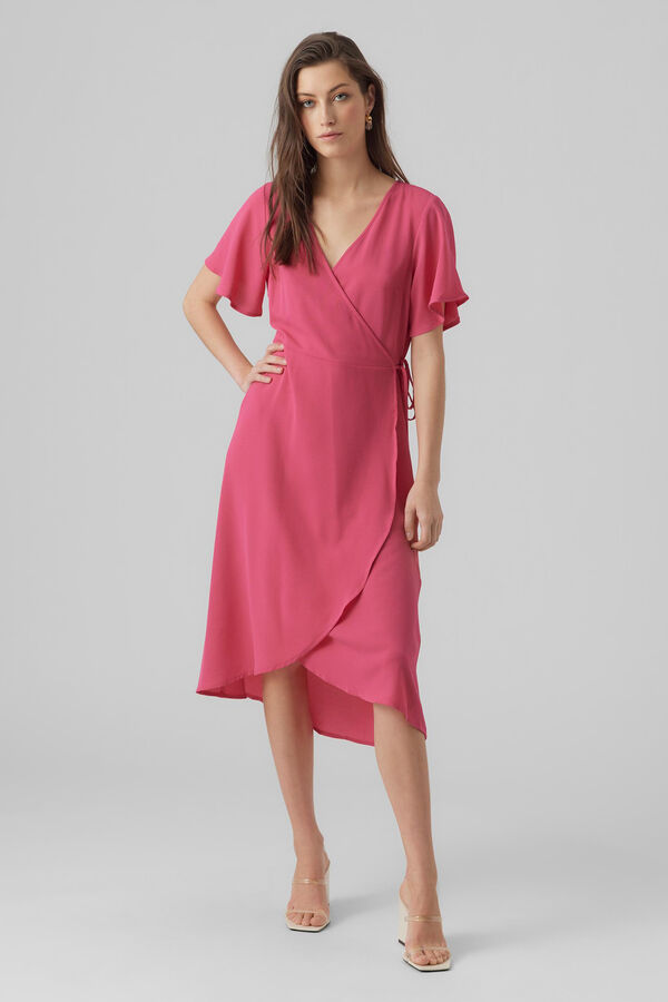 Vero Moda Vestido midi cruzado Rosa