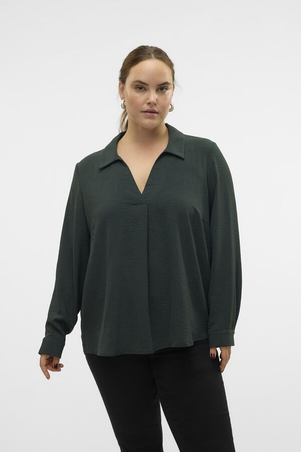 Vero Moda Curve Camisa fluida com prega central plus size  Azul