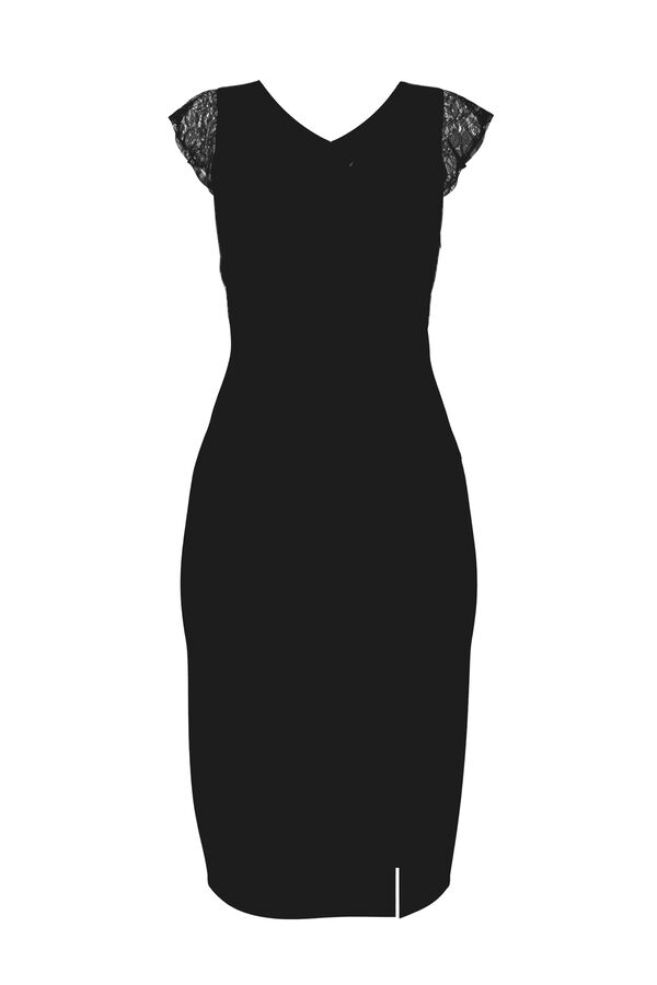 Vila Vestido midi con encaje Negro