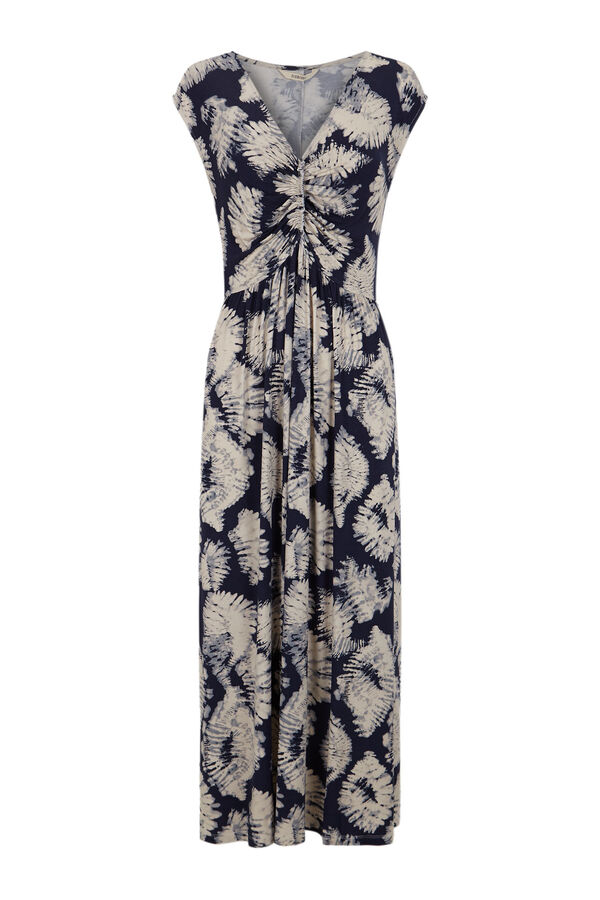 Slowlove Vestido punto estampado frunce Estampado azul